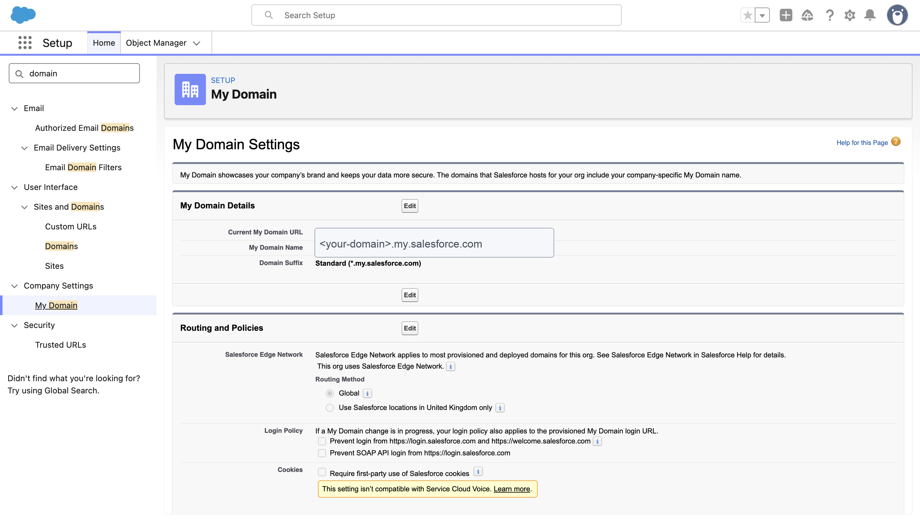 Salesforce My Domain page