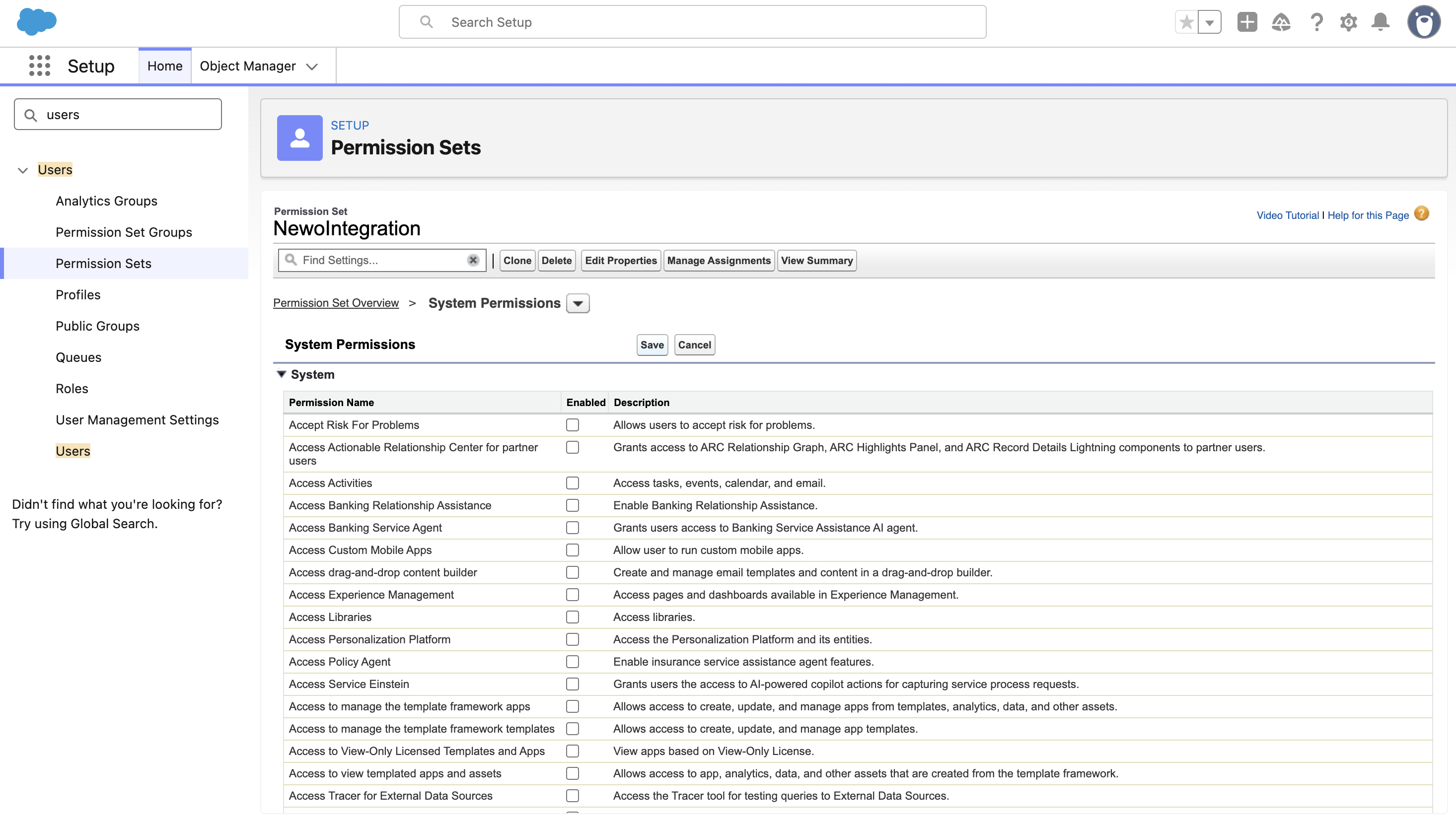 Permission Set Object Settings