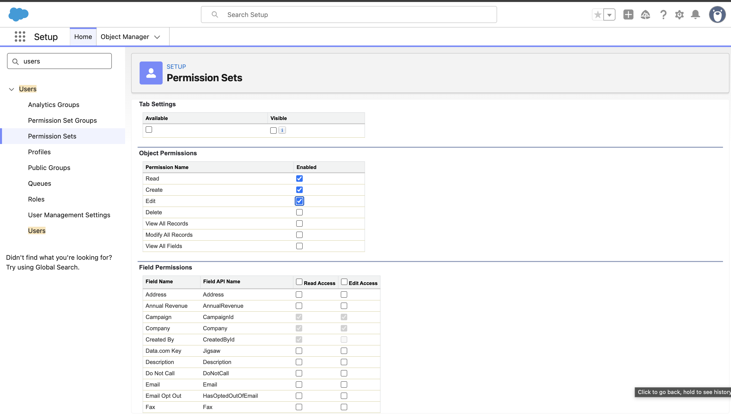 Lead object permissions