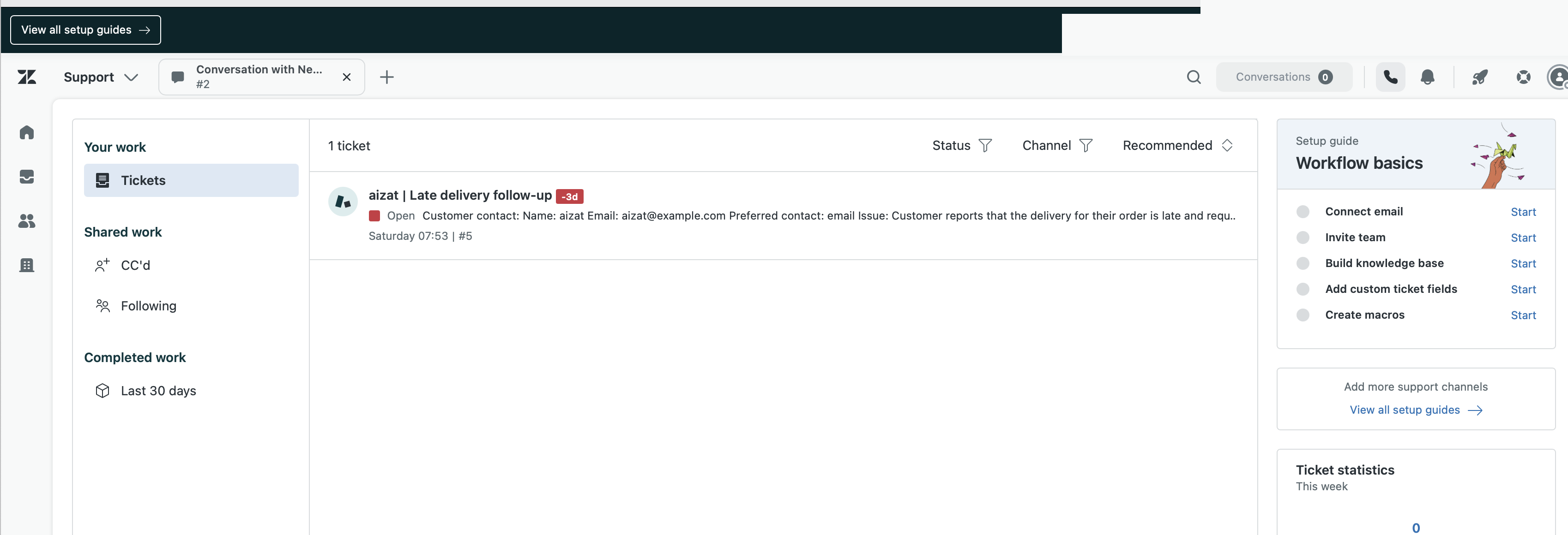 Zendesk Support ticket created