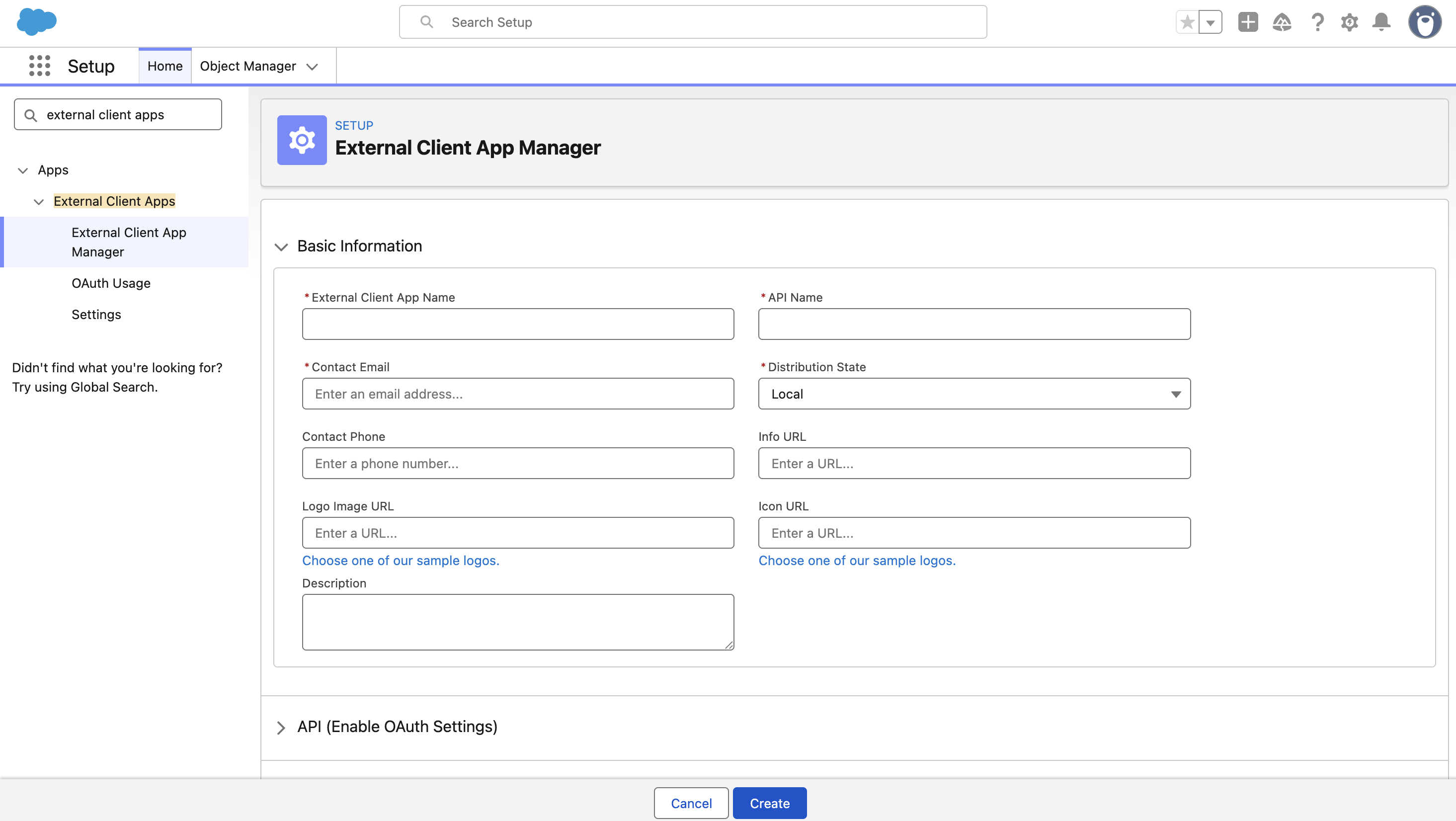 External Client App basic information