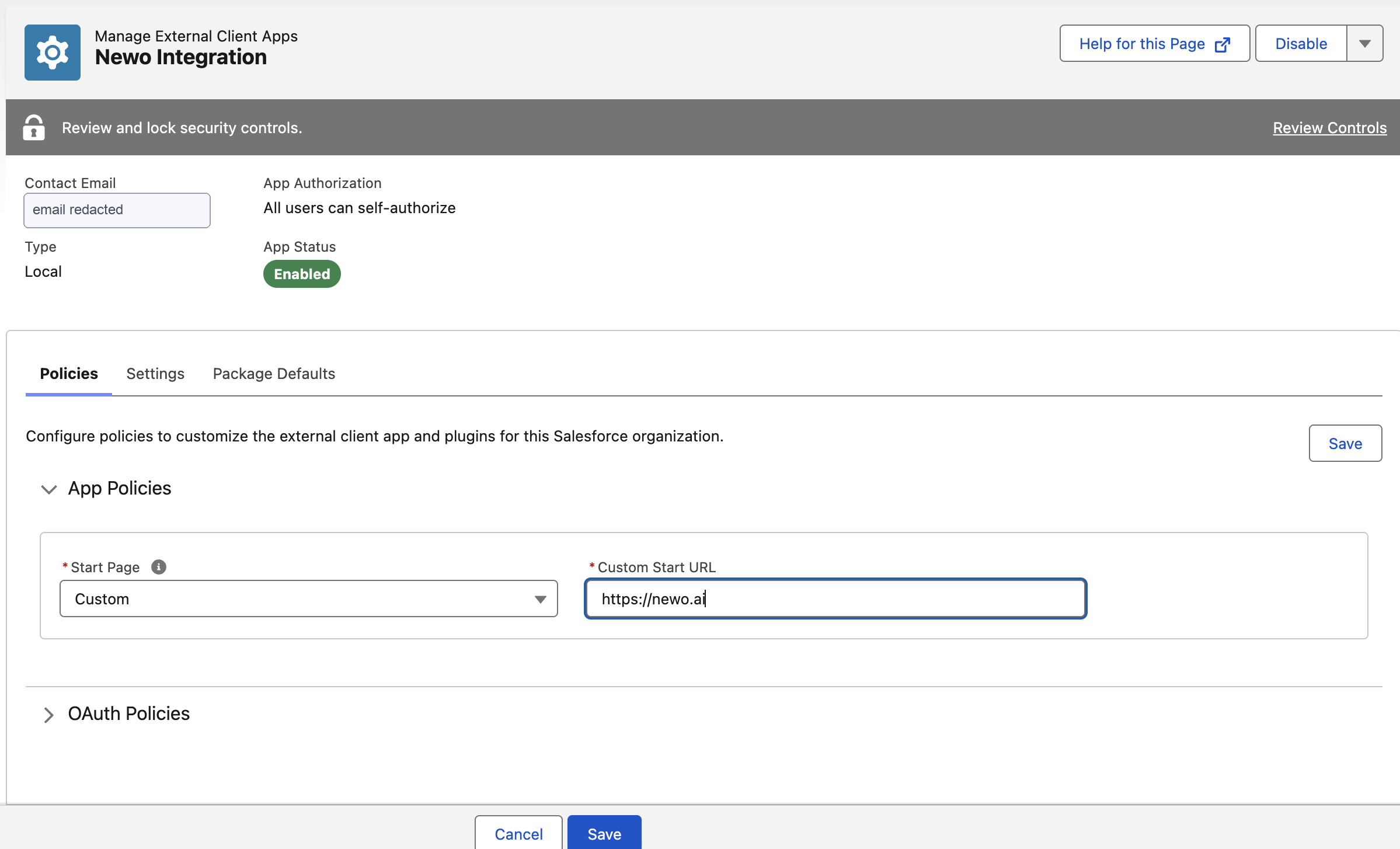 External Client App policies
