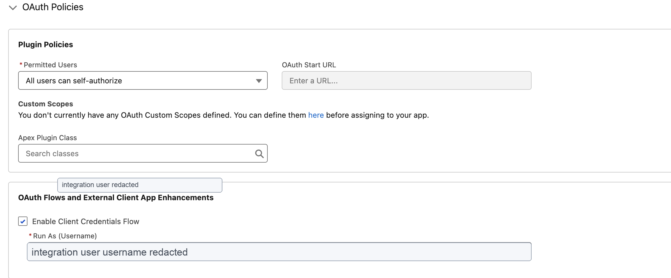 Run As user policy