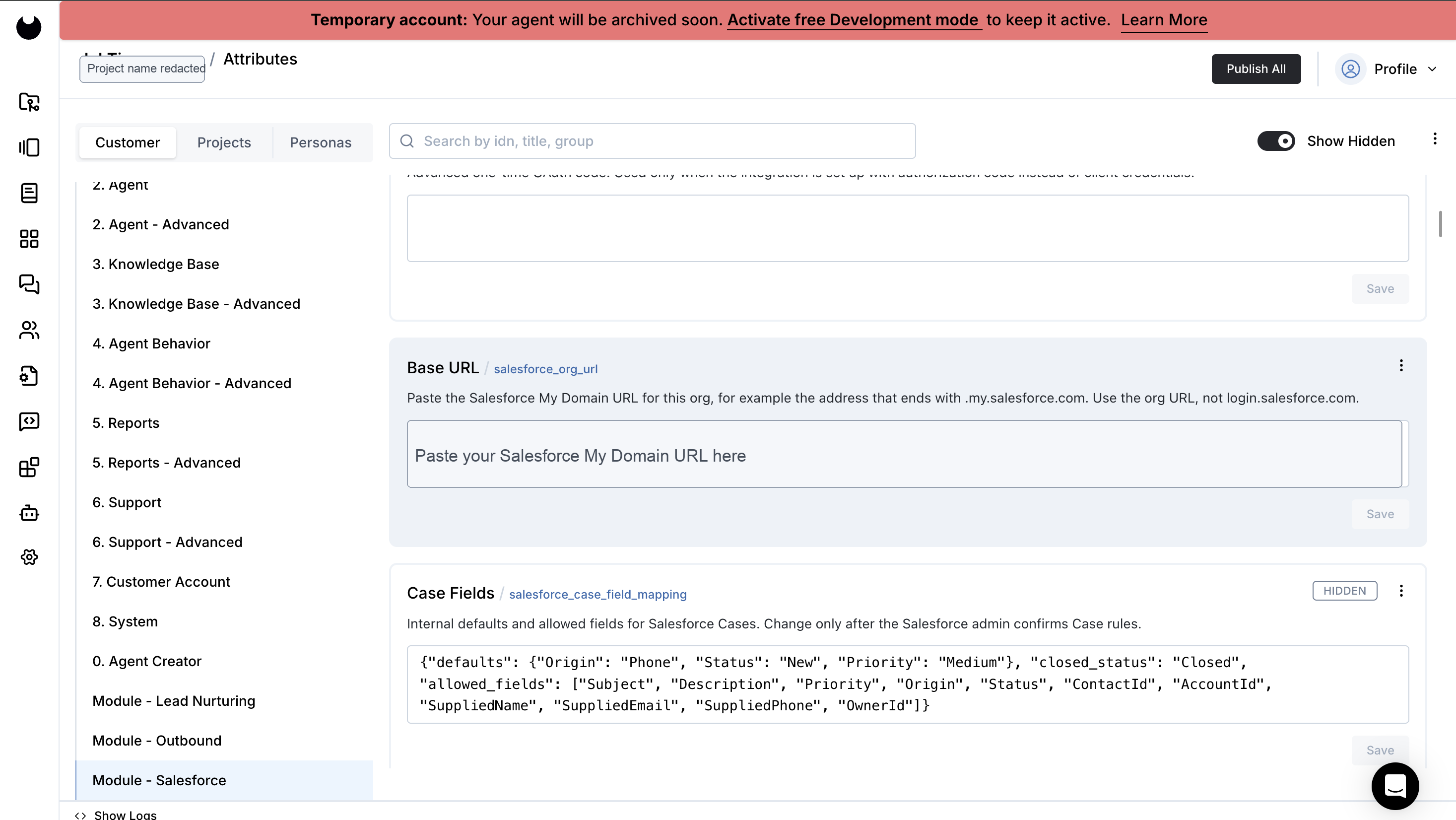 Newo Salesforce settings group