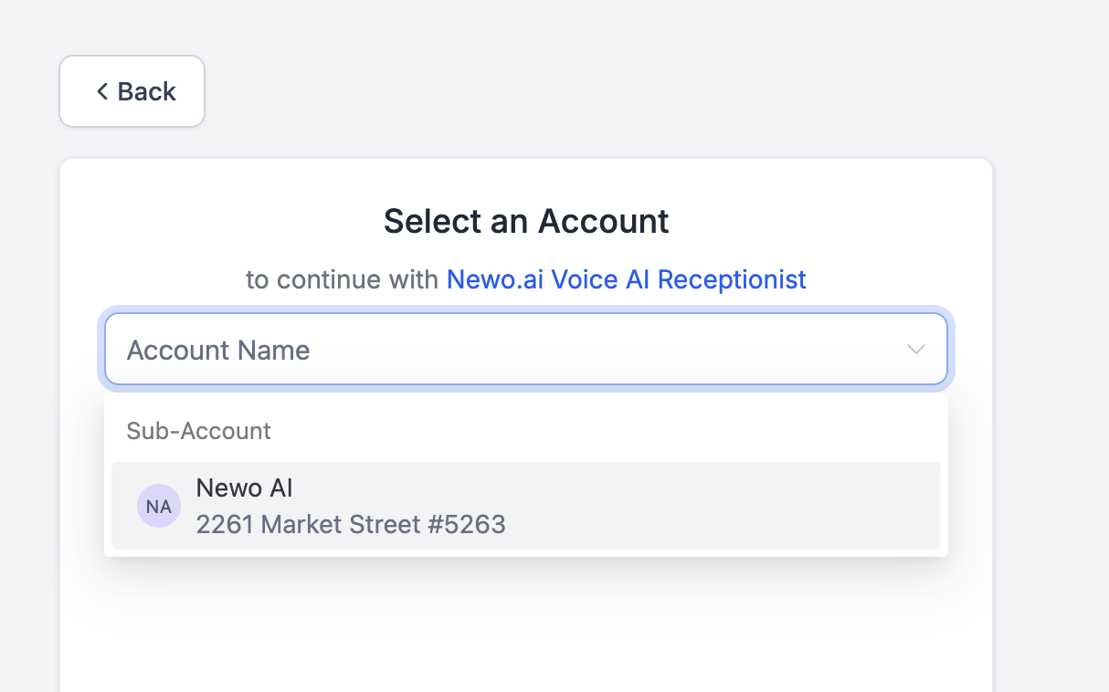 GoHighLevel OAuth authorization page