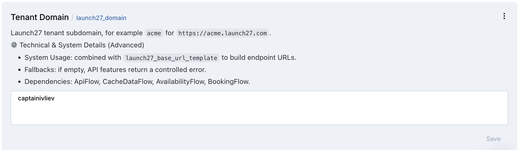 Newo tenant domain filled in