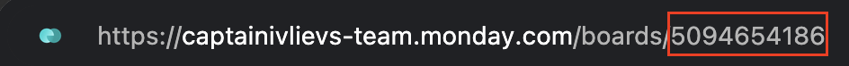 monday.com board URL with the board ID highlighted