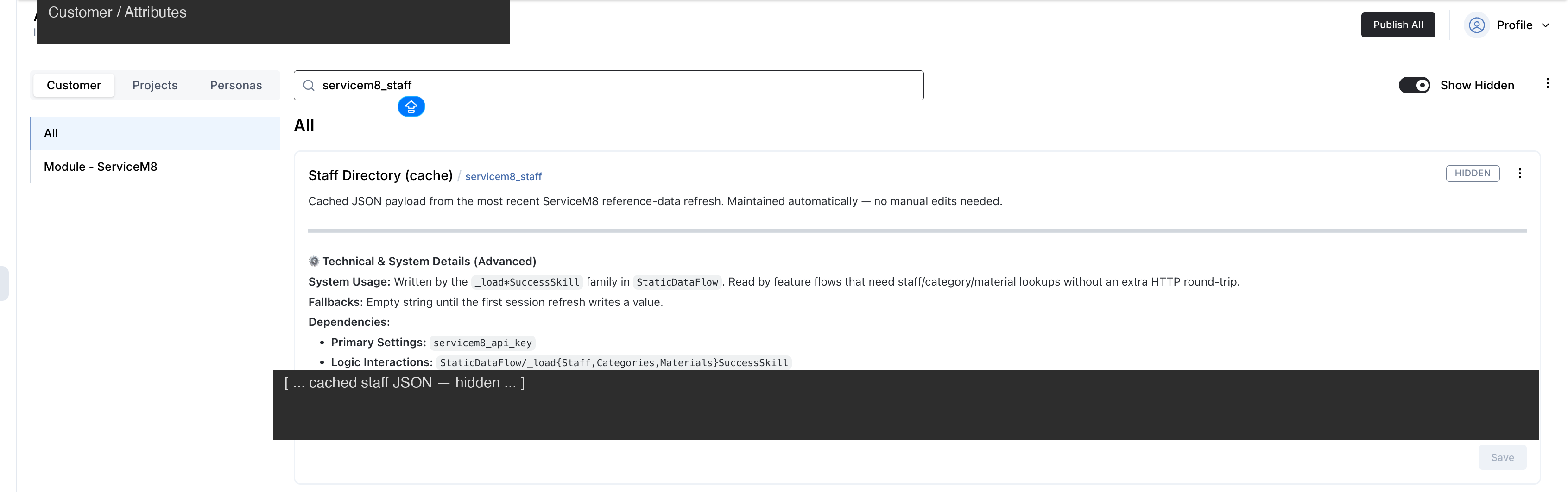 Static cache populated after Publish All
