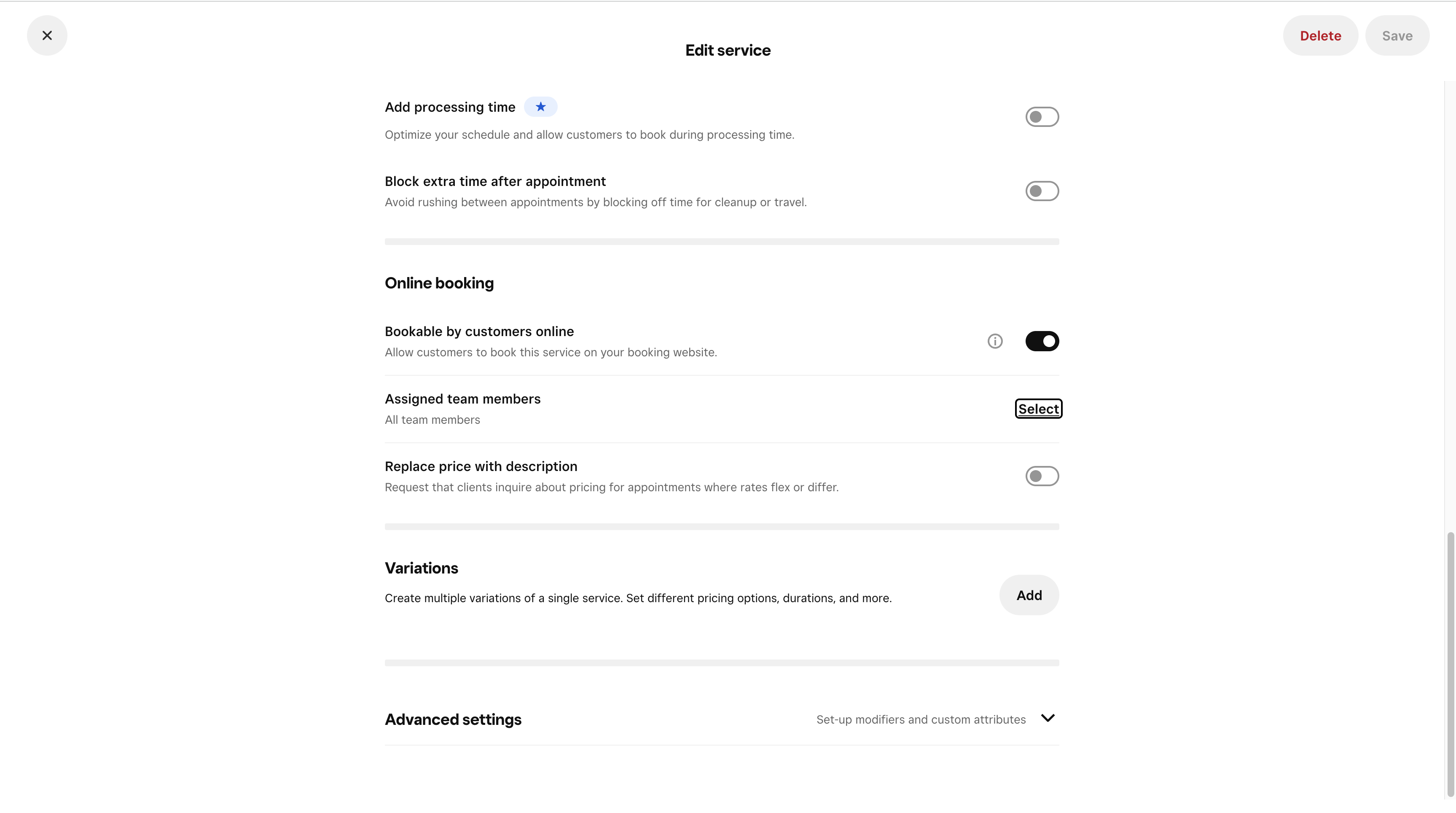 Variation pricing and duration