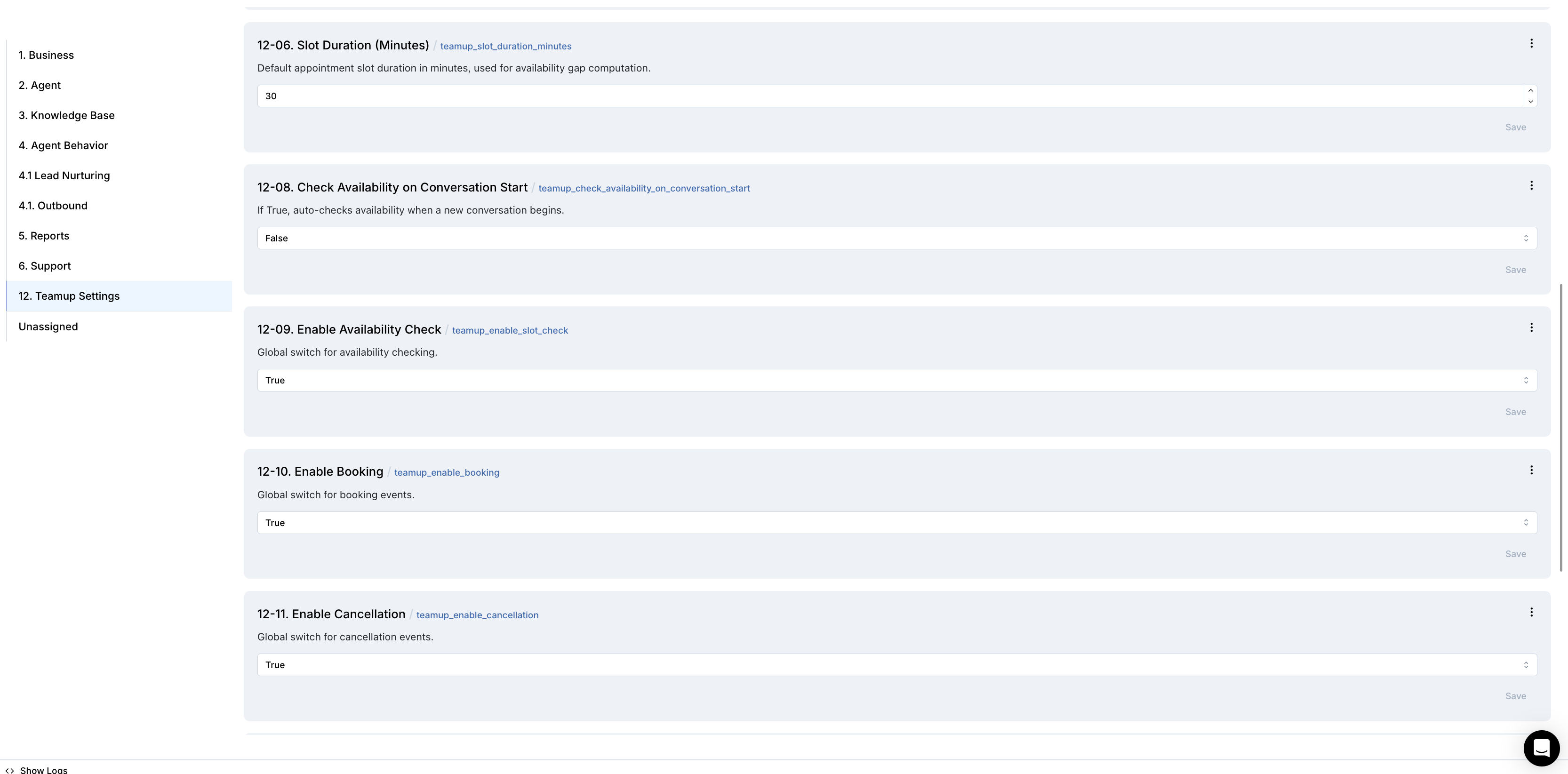 Newo Attributes — Slot Duration, Feature Flags