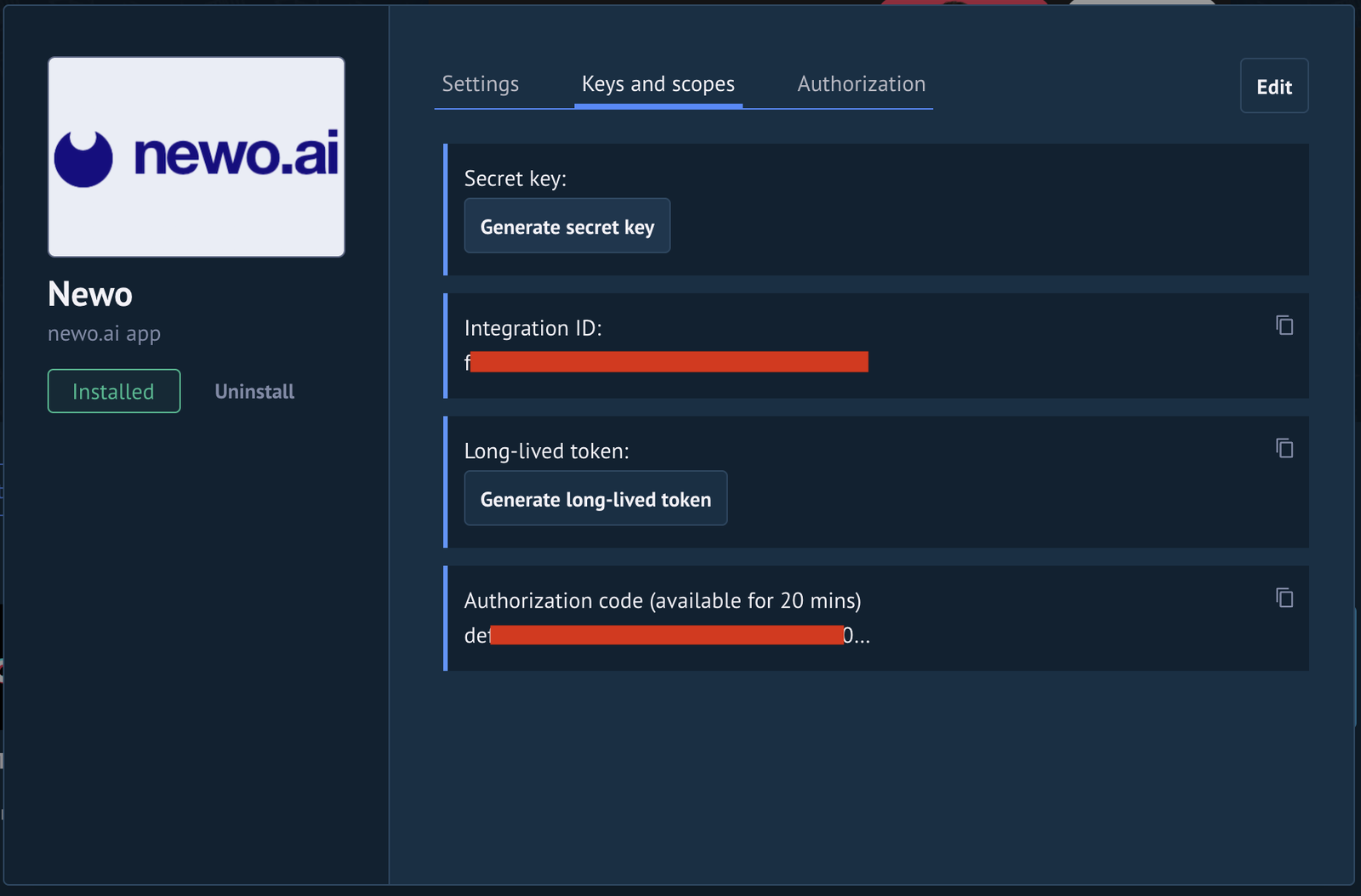 Open Keys and scopes