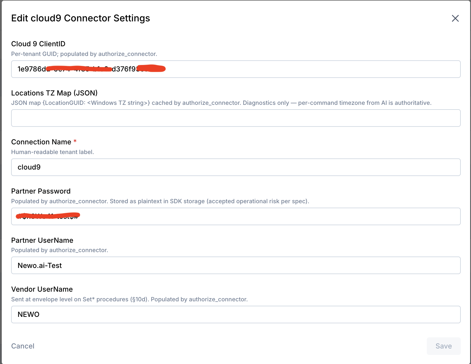 Cloud 9 Connector Form