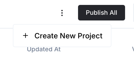 Create New Project menu in Newo Builder