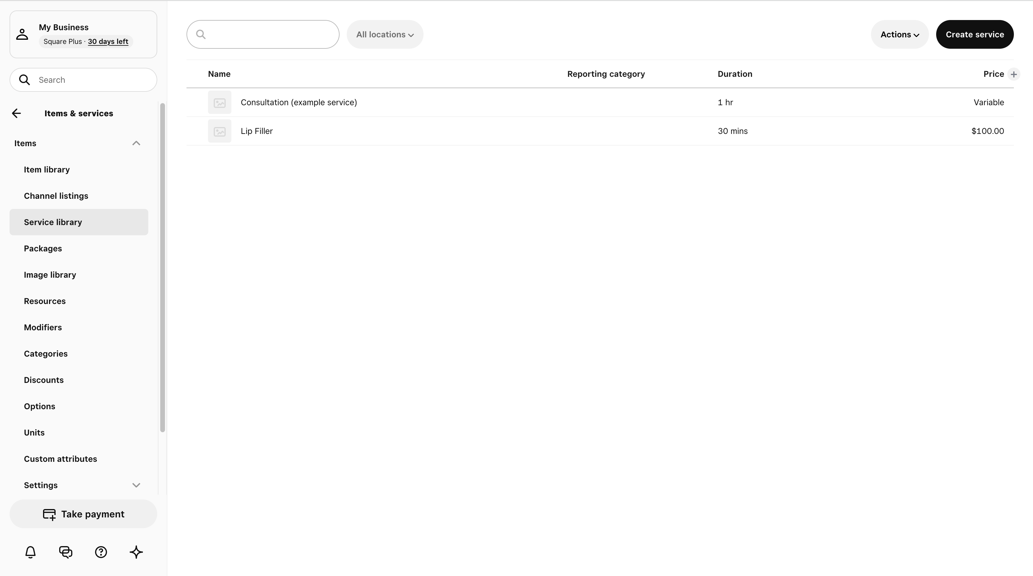 Services list after add