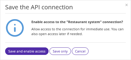 Save API Connection popup