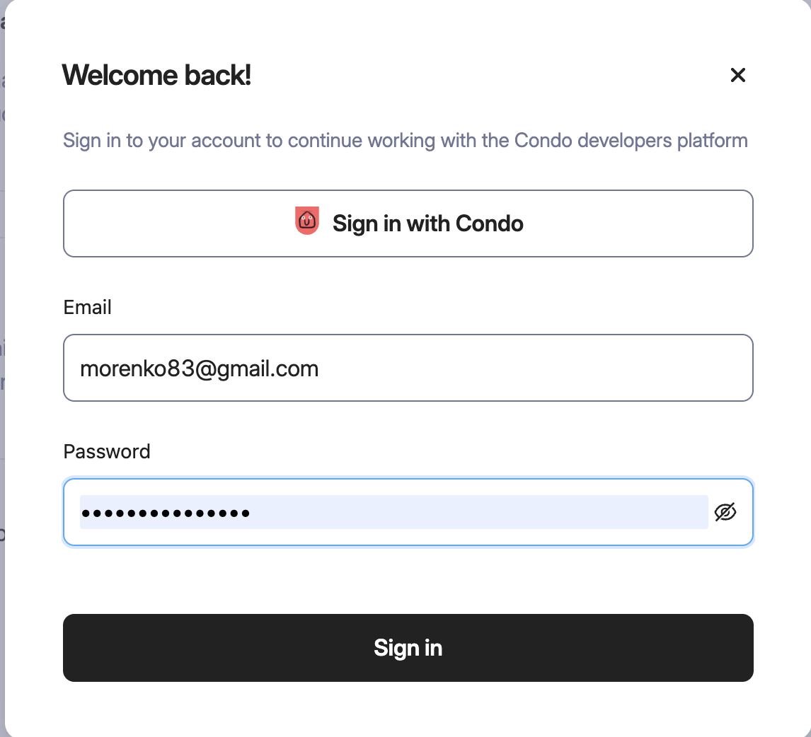 Unitify Developer Portal — sign-in screen
